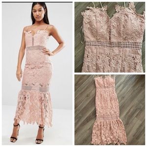 Love Triangle Cami Strap Lace Dress with Pephem. Pink